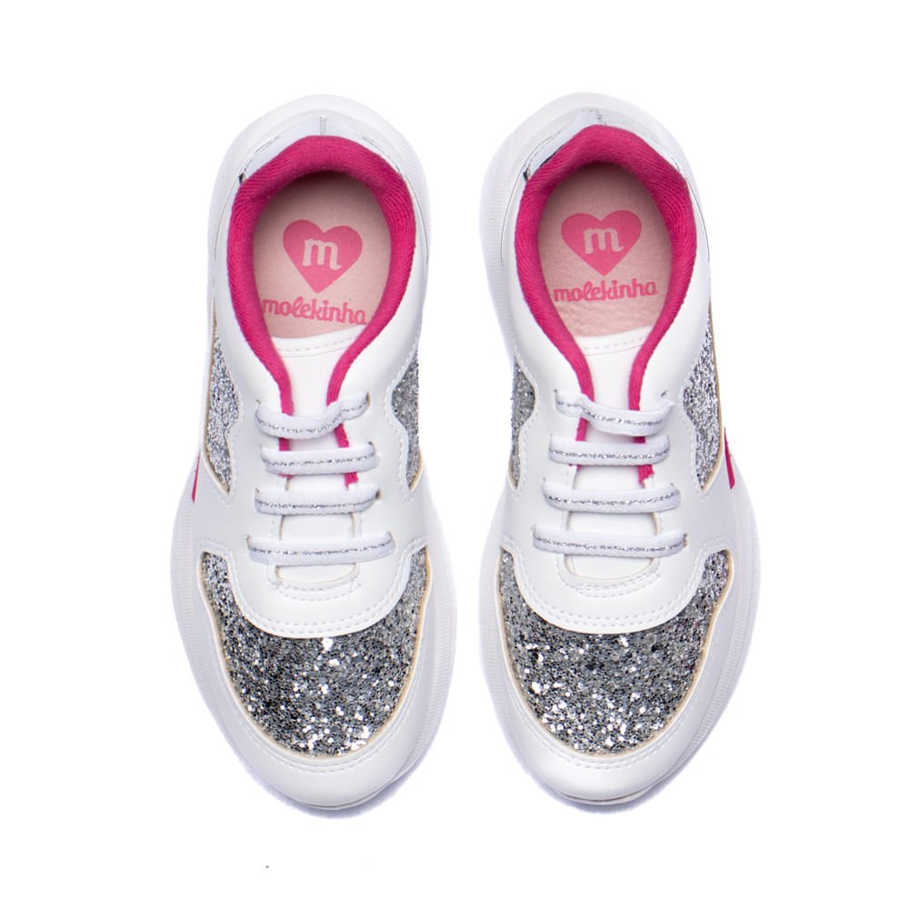 Tênis Infantil Molekinha com Glitter Branco/Prata Branco/Prata 4