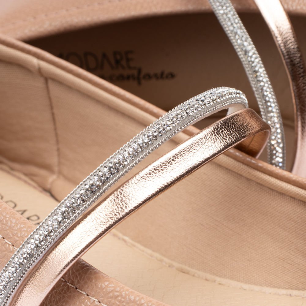 Sapatilha Feminina Modare com Tira Brilhante Nude Bege 6