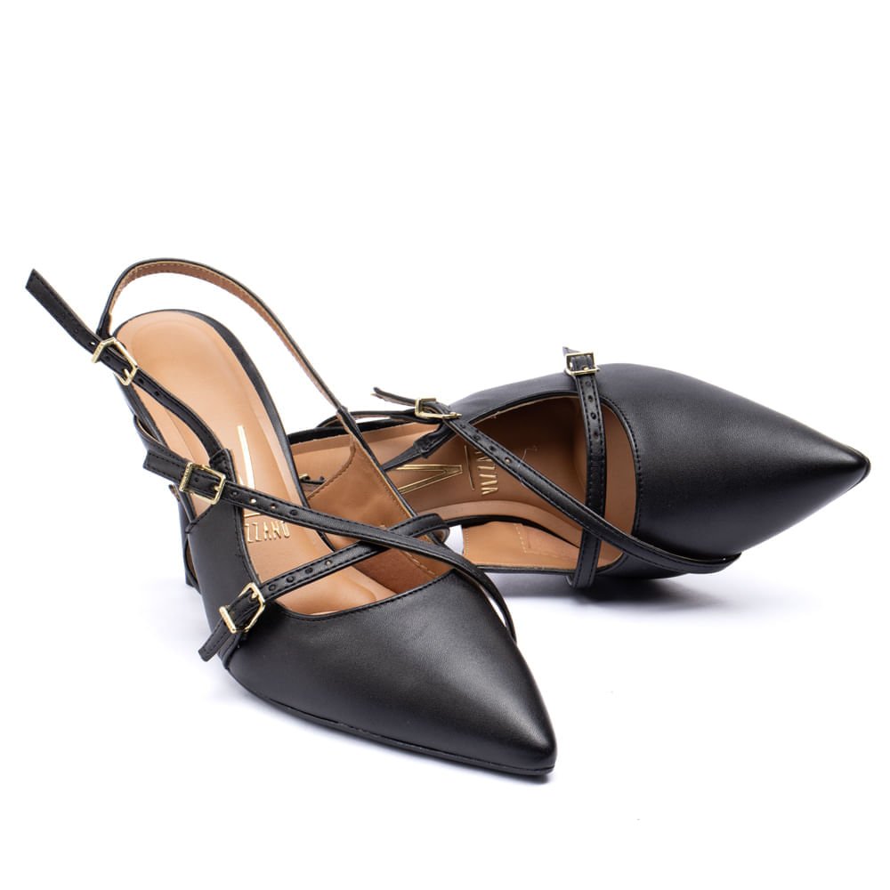 Sapato Scarpin Feminino Vizzano com Fivelas Preto Preto 5