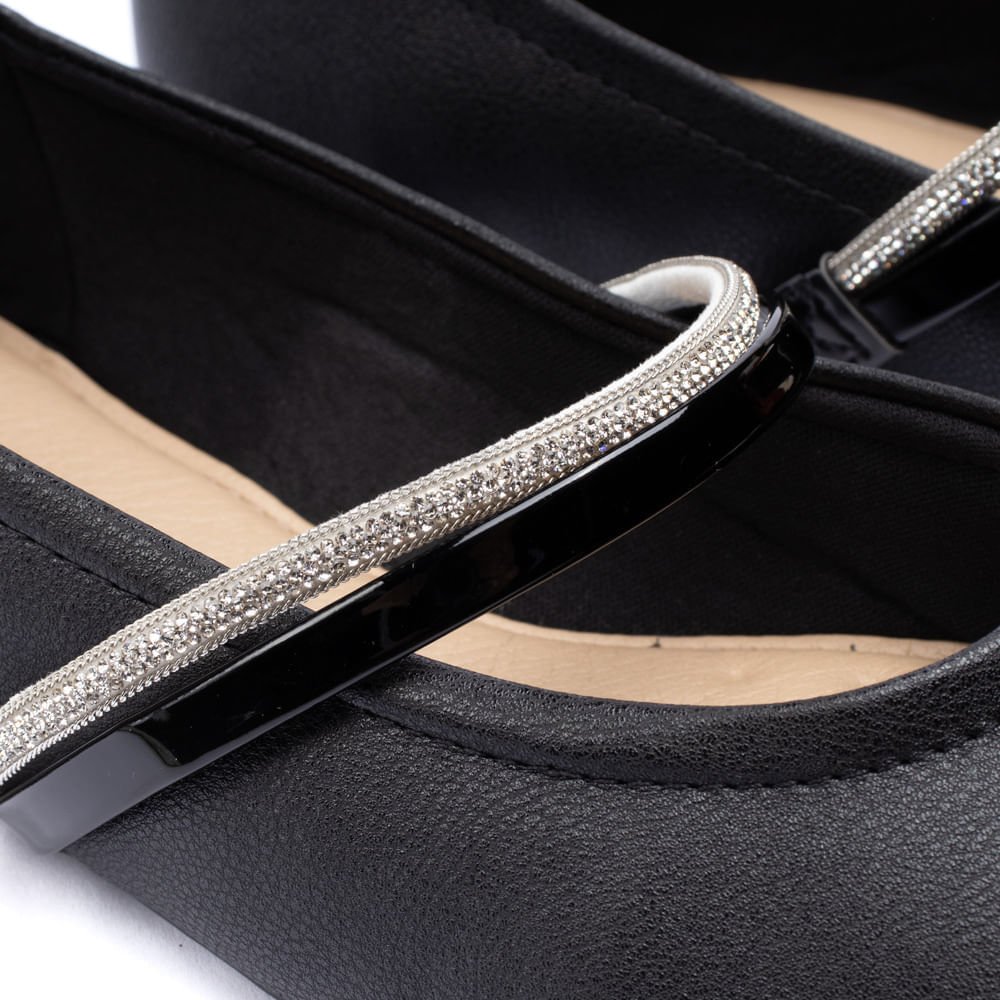 Sapatilha Feminina Modare com Tira Brilhosa Preto Preto 6