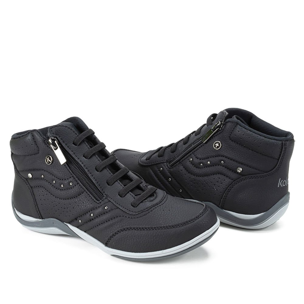 Tênis Feminino Kolosh Casual de Cano Alto Preto Preto 5