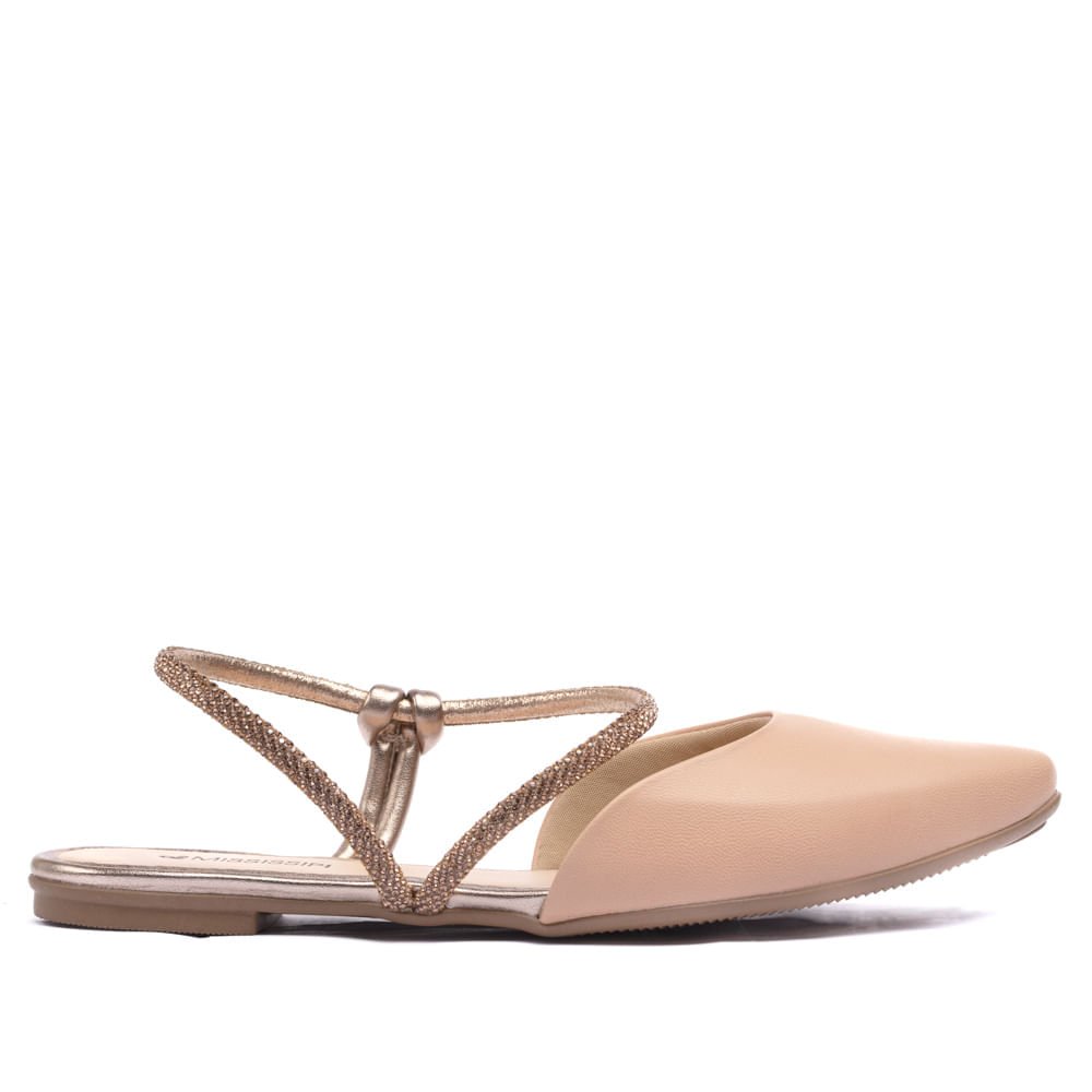 Mule Feminino Mississipi com Tira de Strass Nude