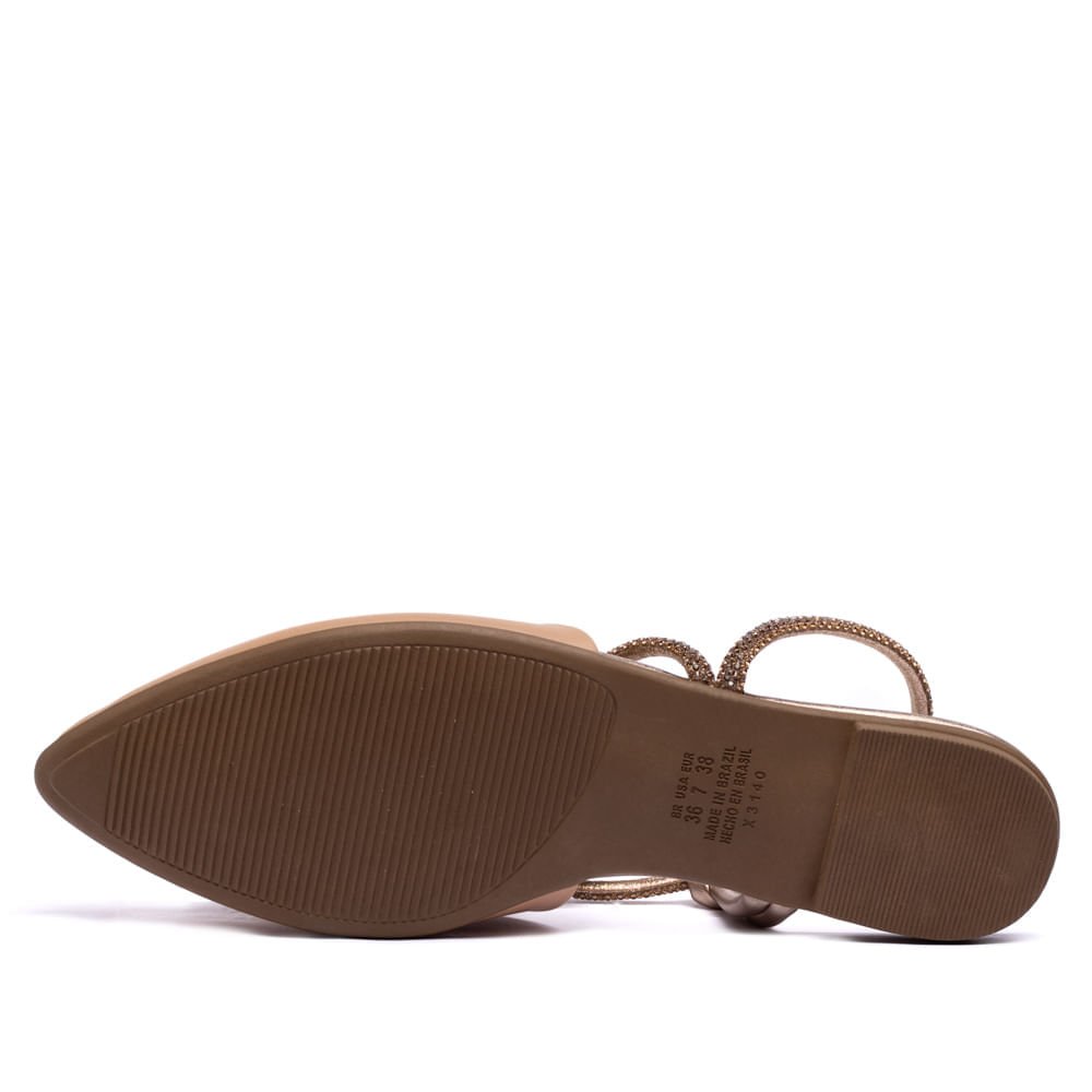 Mule Feminino Mississipi com Tira de Strass Nude Bege 2