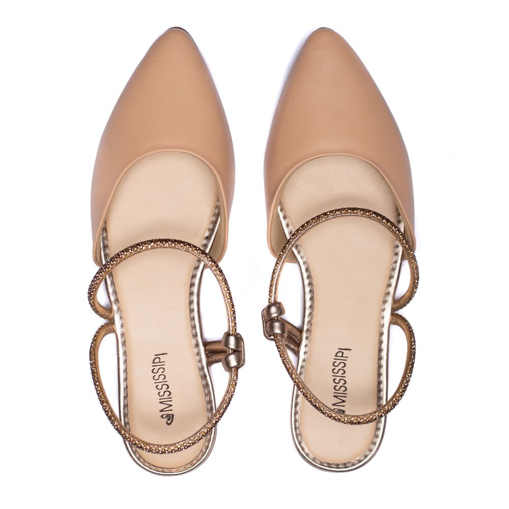 Mule Feminino Mississipi com Tira de Strass Nude Bege 4