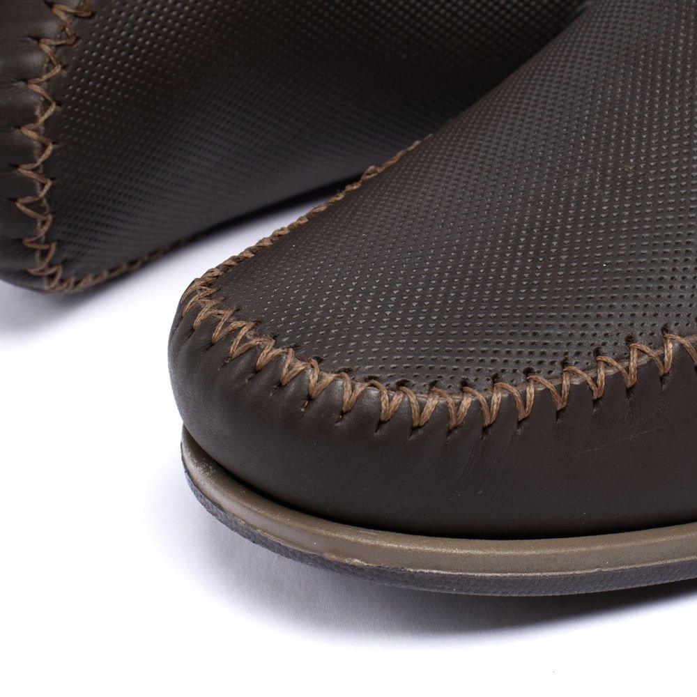Mocassim Masculino Pegada Grans em Couro Marrom Escuro Marrom Escuro 5