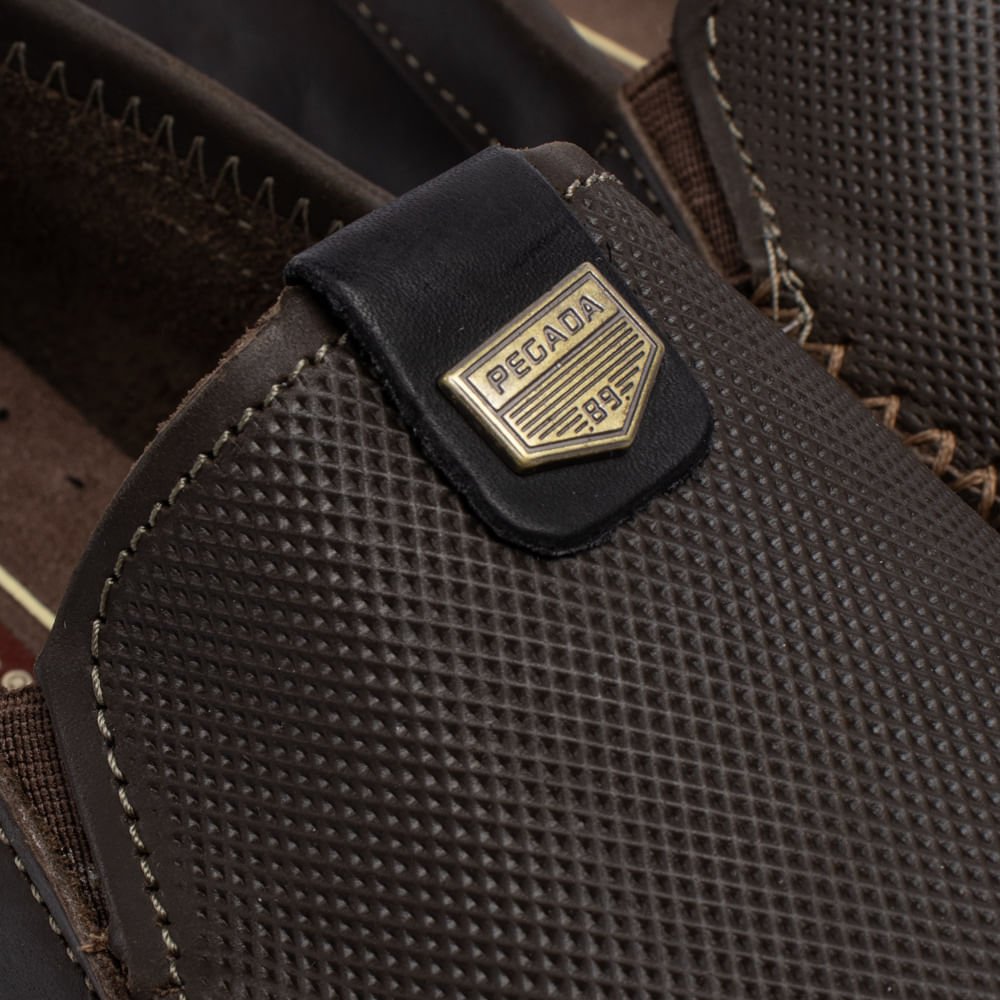 Mocassim Masculino Pegada Grans em Couro Marrom Escuro Marrom Escuro 6