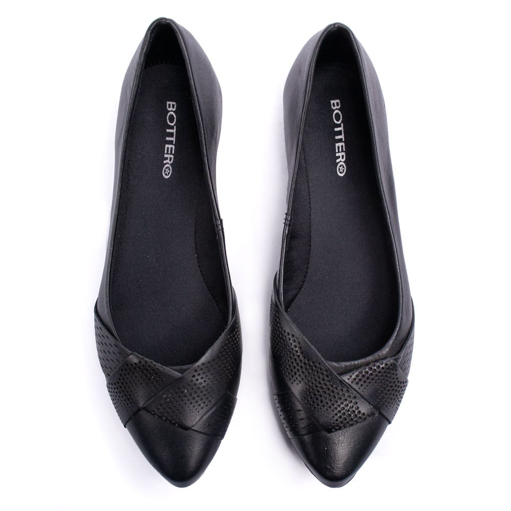 Sapatilha Feminina Bottero Napoli em Couro Preto Preto 4