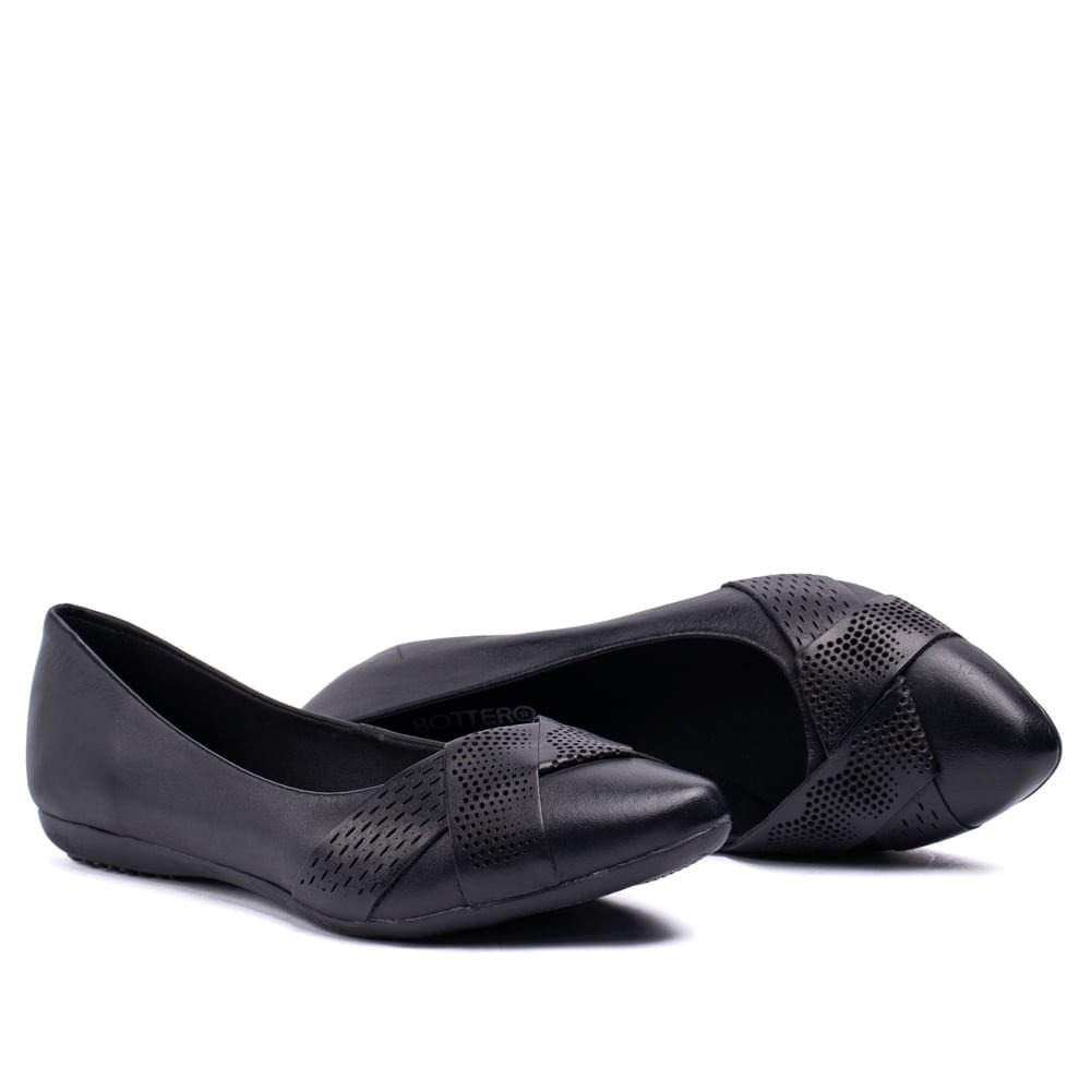 Sapatilha Feminina Bottero Napoli em Couro Preto Preto 5