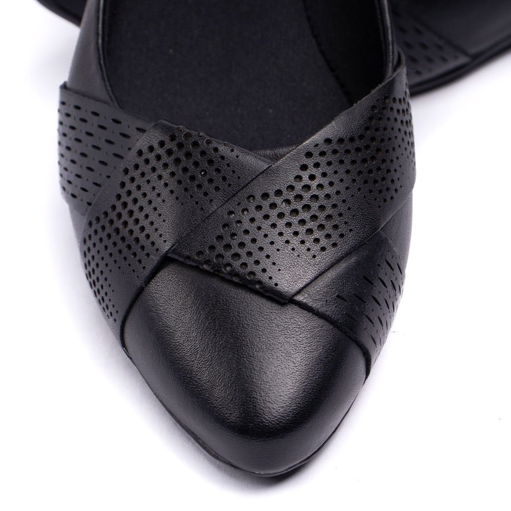 Sapatilha Feminina Bottero Napoli em Couro Preto Preto 6