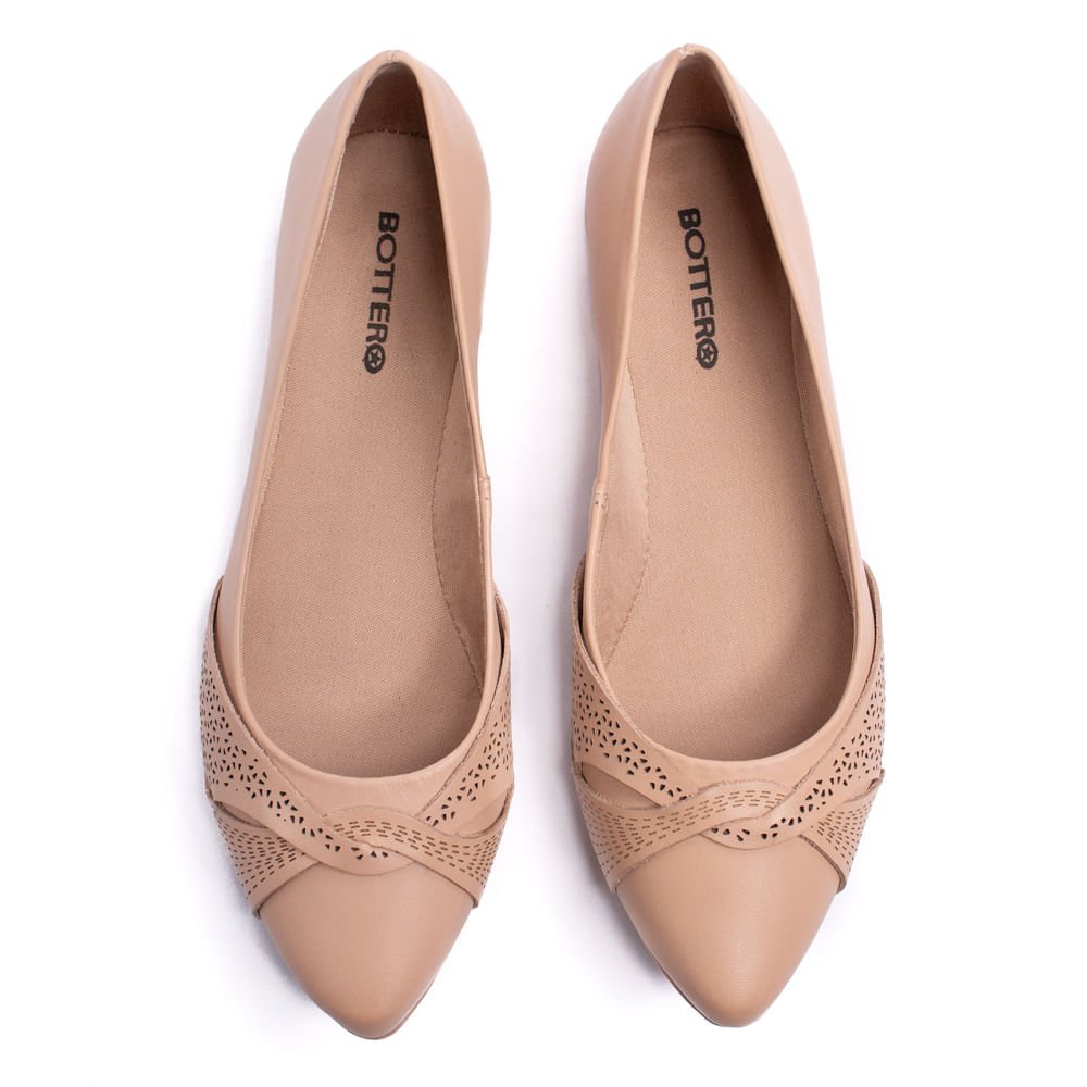 Sapatilha Feminina Bottero em Couro com Detalhe Frontal Nude Bege 4