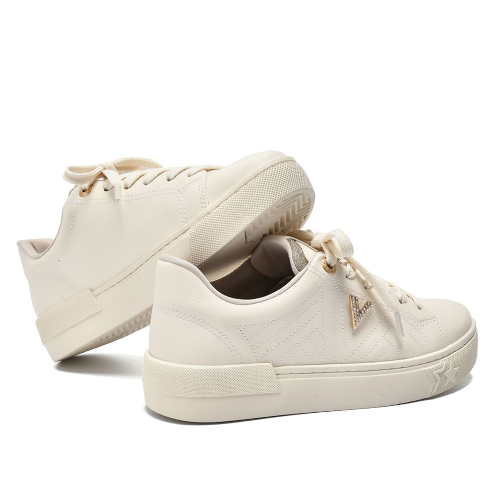 Tênis Feminino Via Marte com Costuras Laterais Creme Branco 2