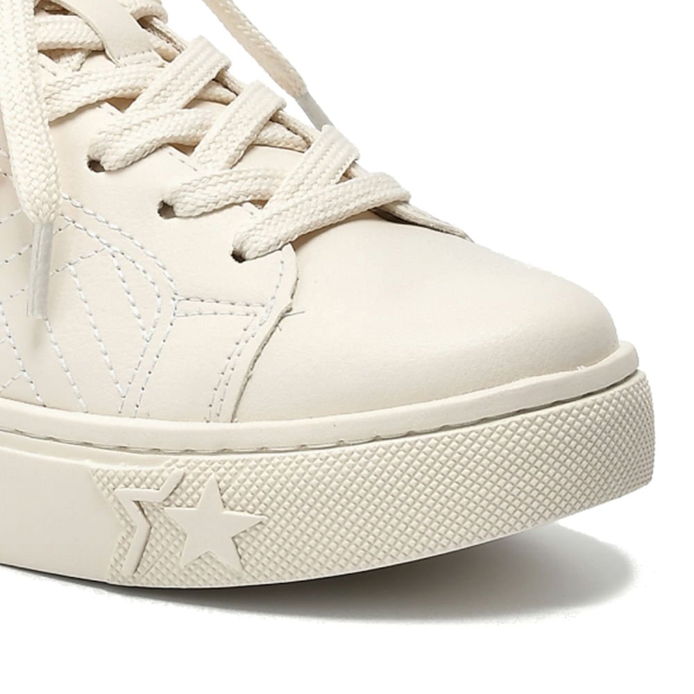 Tênis Feminino Via Marte com Costuras Laterais Creme Branco 4