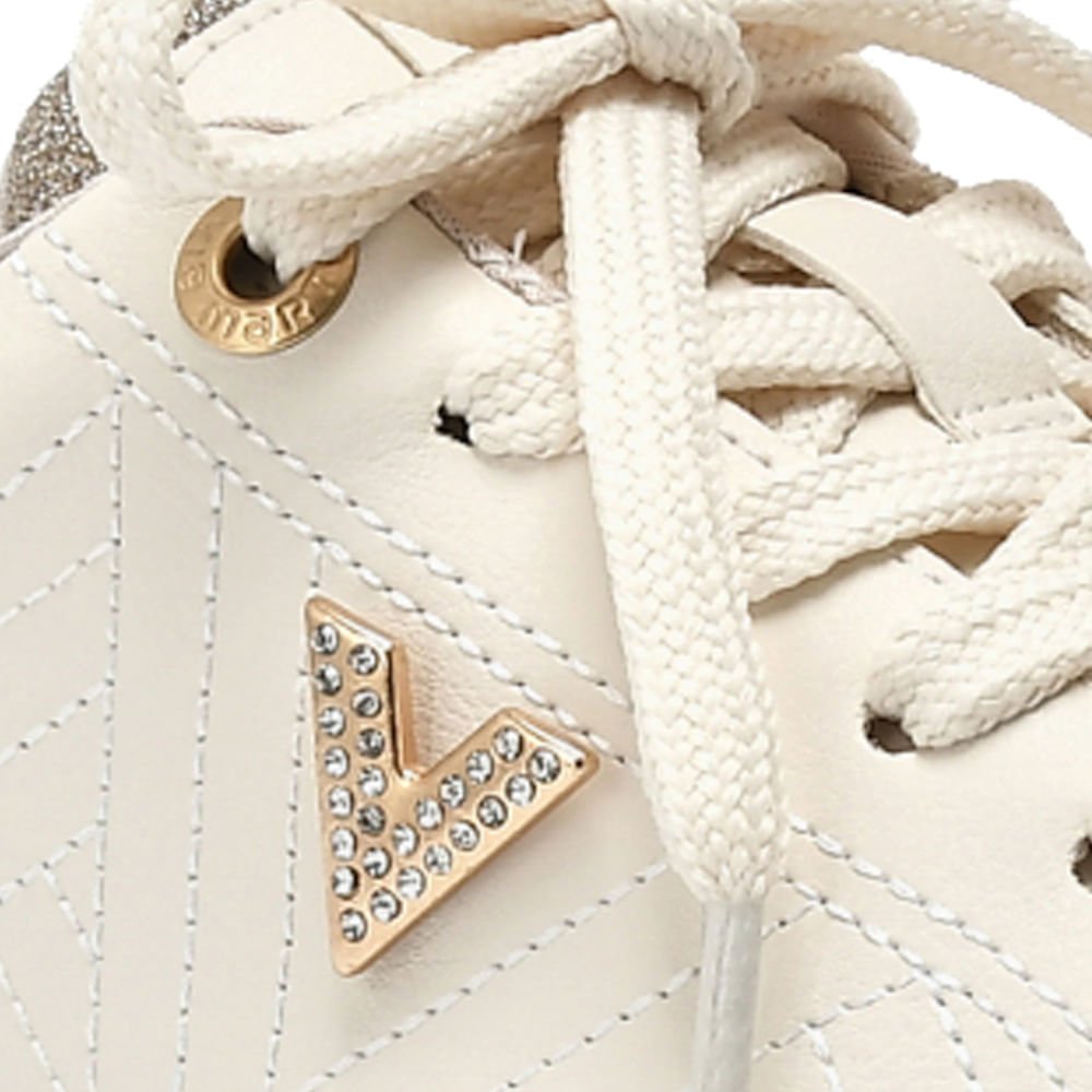 Tênis Feminino Via Marte com Costuras Laterais Creme Branco 5