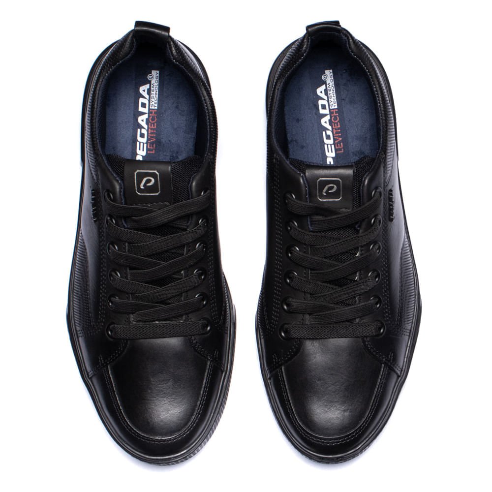 Tênis Masculino Pegada Levitech em Couro Preto Preto 4