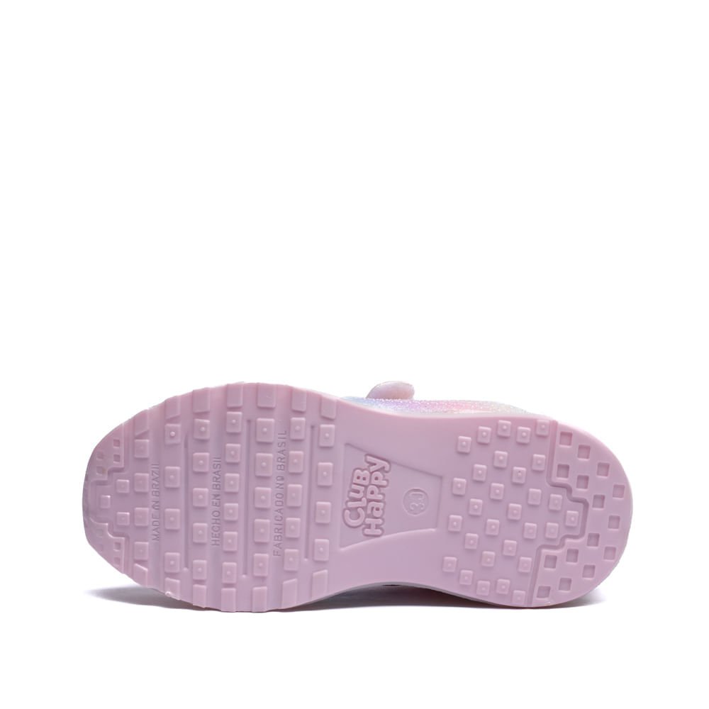 Tênis Infantil Menina Club Happy Jogging Glitter Rosa Rosa 2