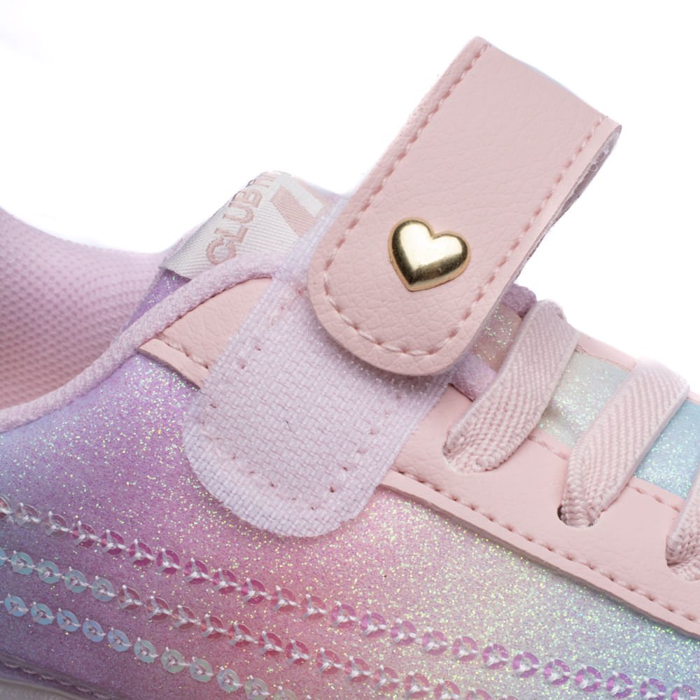 Tênis Infantil Menina Club Happy Jogging Glitter Rosa Rosa 6