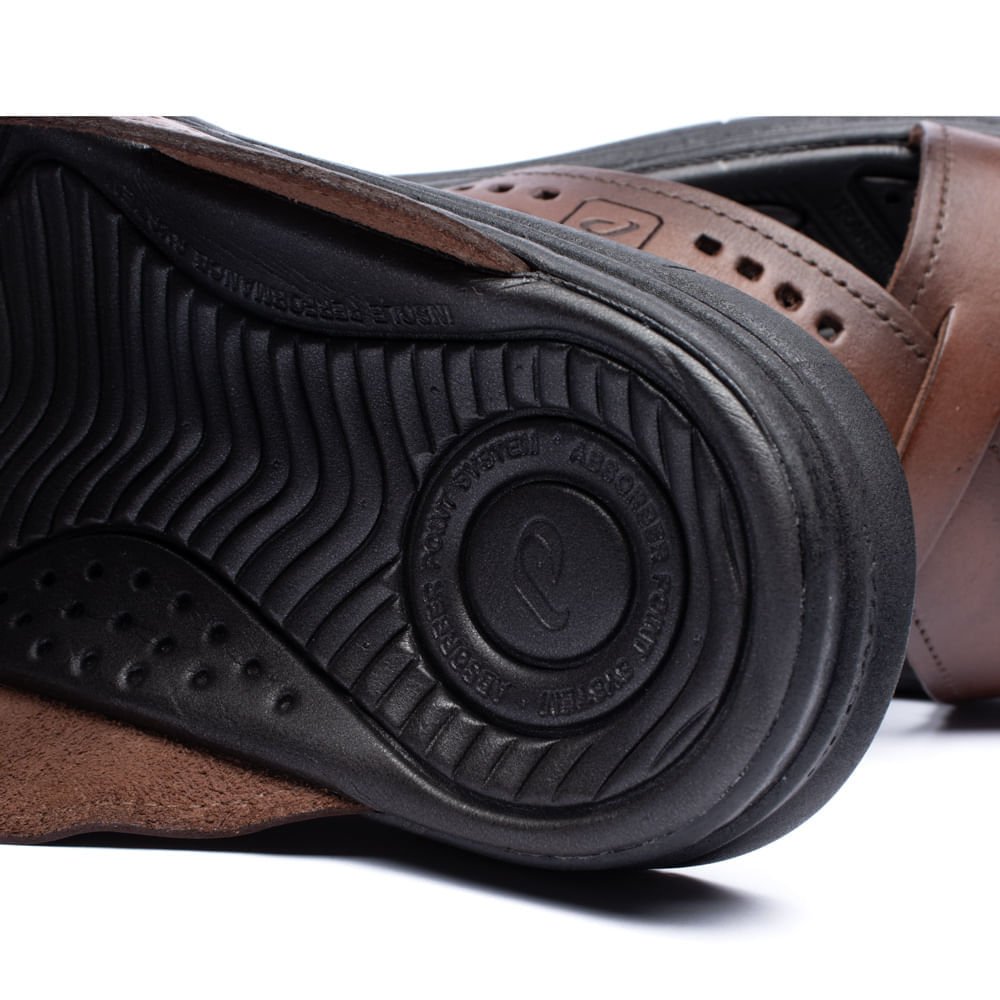 Chinelo Slide Masculino Pegada em Couro Marrom Marrom 6
