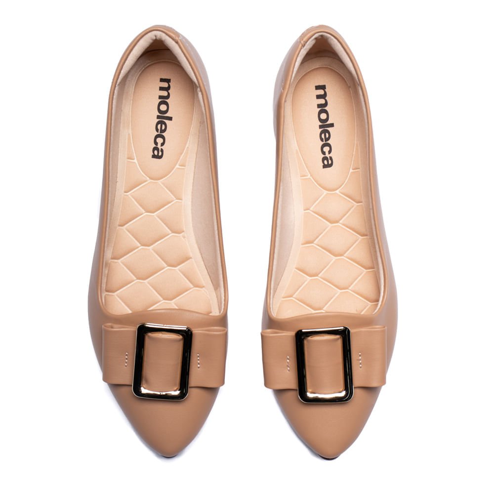Sapatilha Feminina Moleca Bico Fino Nude Bege 4