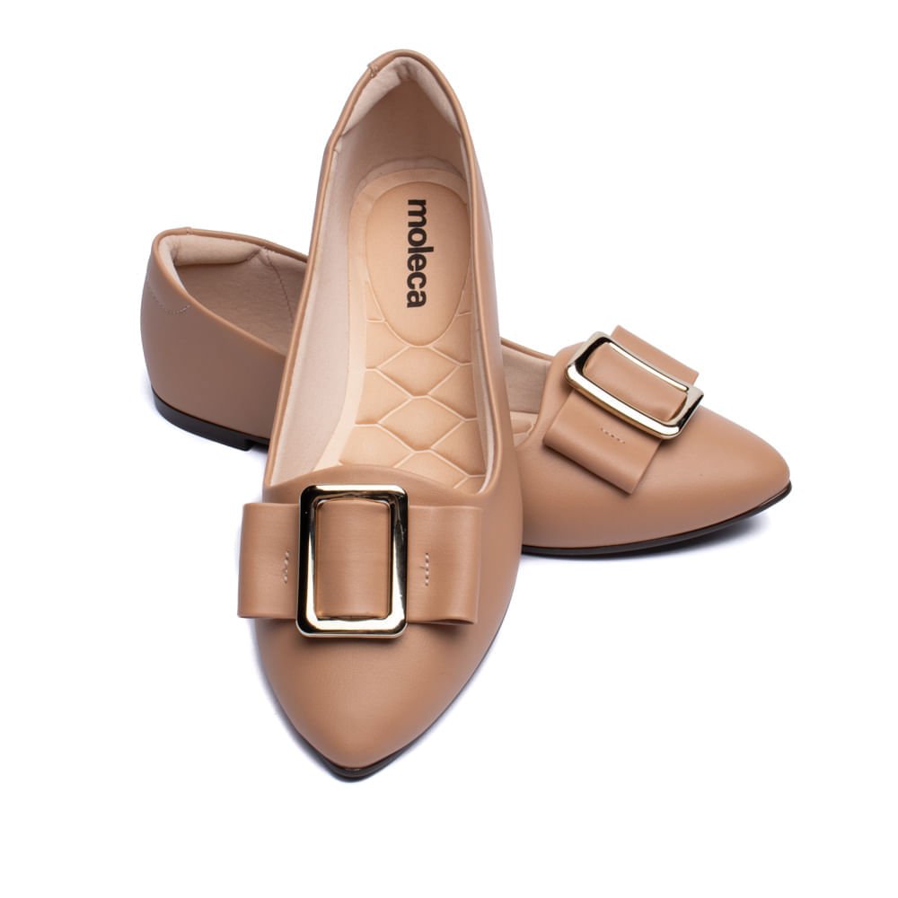 Sapatilha Feminina Moleca Bico Fino Nude Bege 7