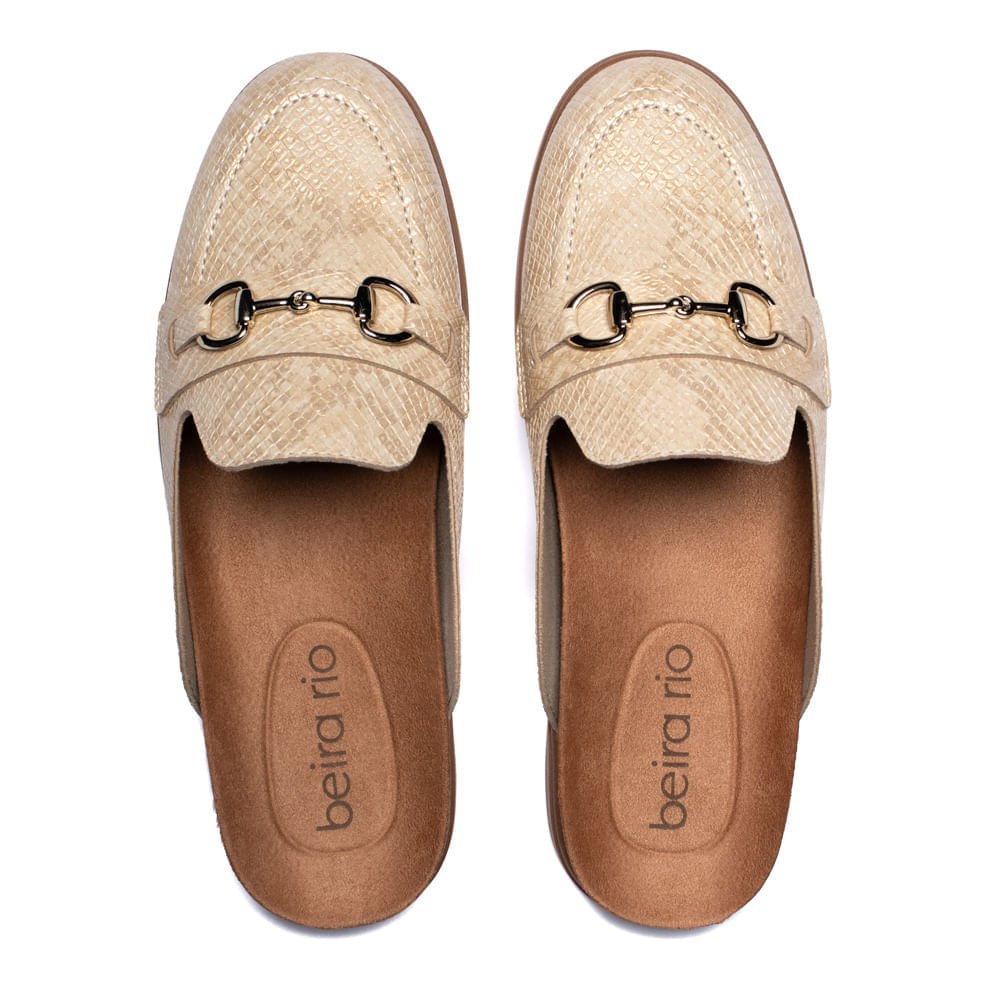 Mule Feminino Beira Rio Napa Detalhe Creme/Dourado Bege/Dourado 4