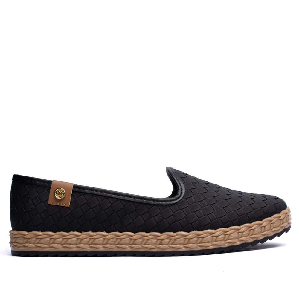 Sapatilha Feminina Moleca Bico Redondo Preto Preto 1