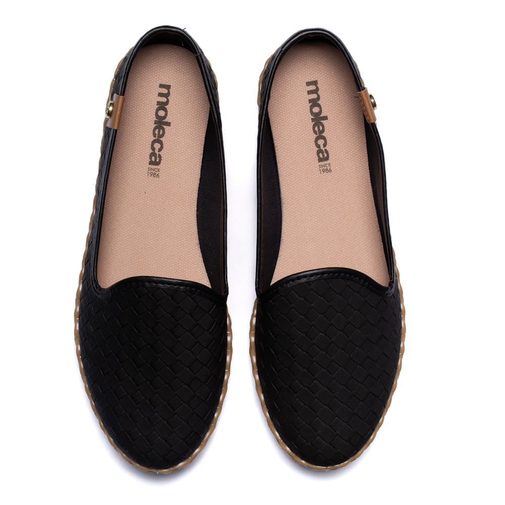 Sapatilha Feminina Moleca Bico Redondo Preto Preto 4