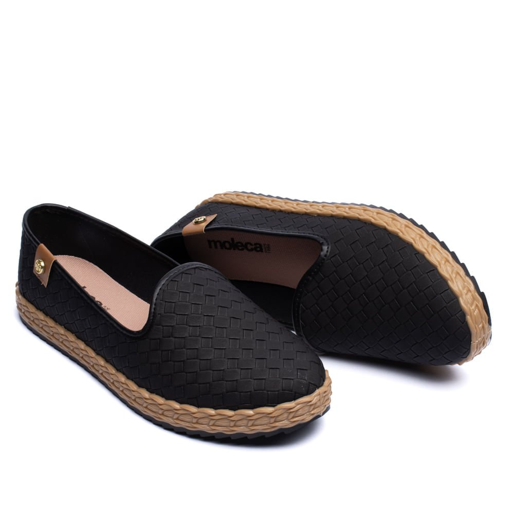 Sapatilha Feminina Moleca Bico Redondo Preto Preto 6