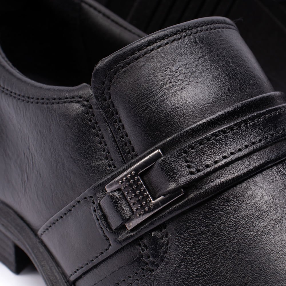 Sapato Masculino Pegada Together Social em Couro Preto Preto 6