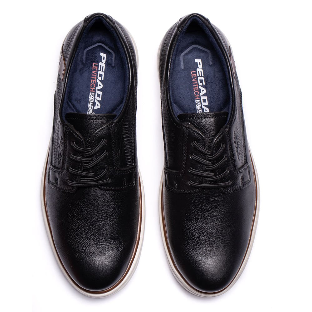 Sapato Masculino Pegada Together Social em Couro Preto Preto 1