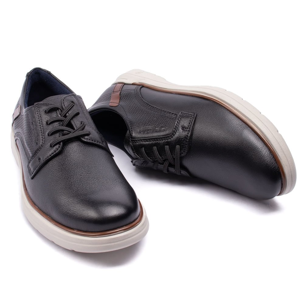 Sapato Masculino Pegada Together Social em Couro Preto Preto 2