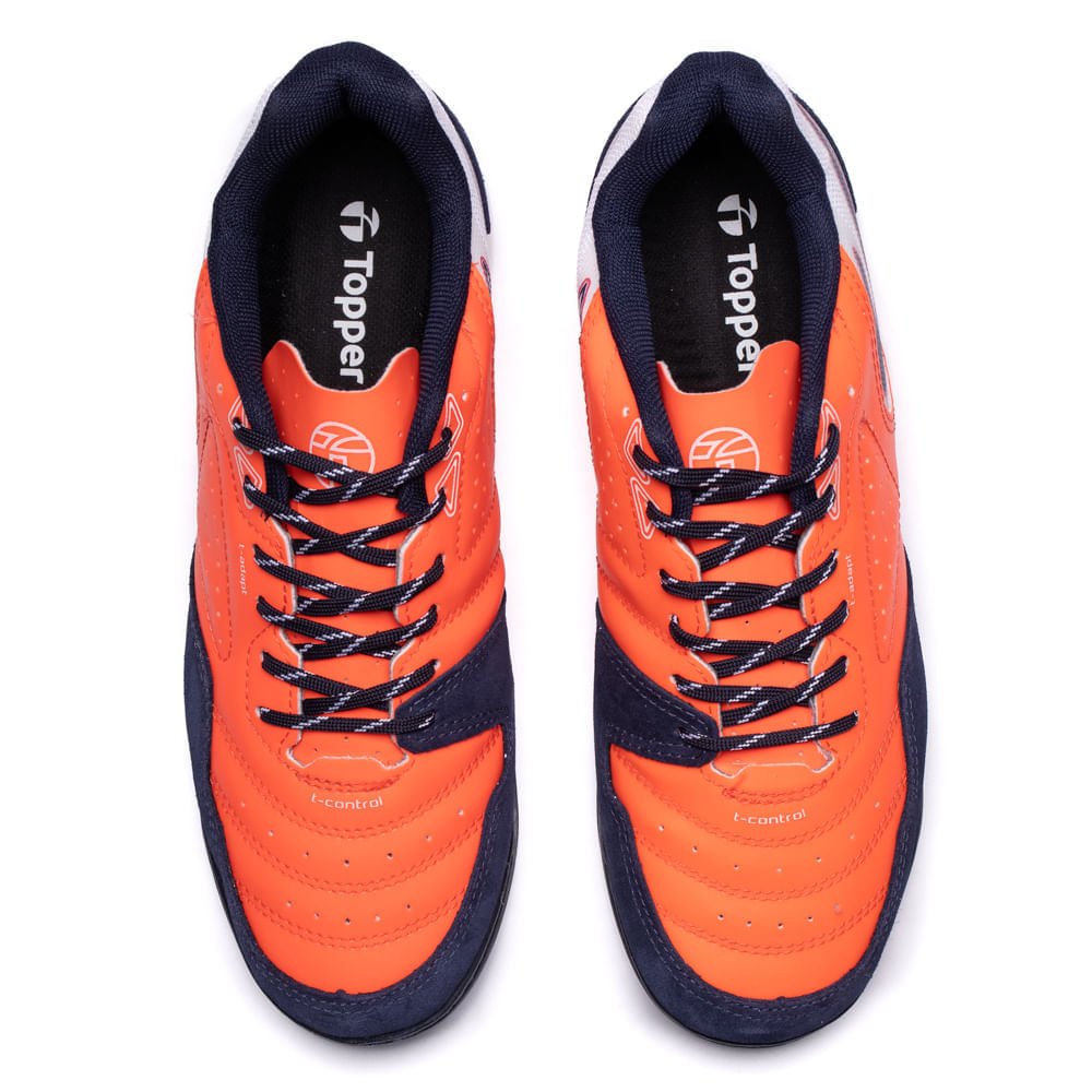 Chuteira Futsal Topper Dominator Club V Coral Laranja 4