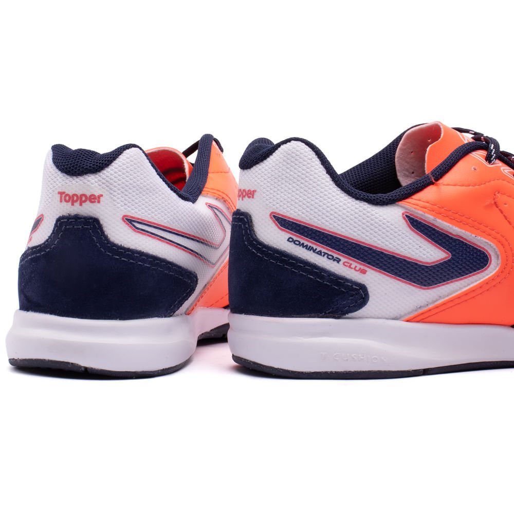 Chuteira Futsal Topper Dominator Club V Coral Laranja 7