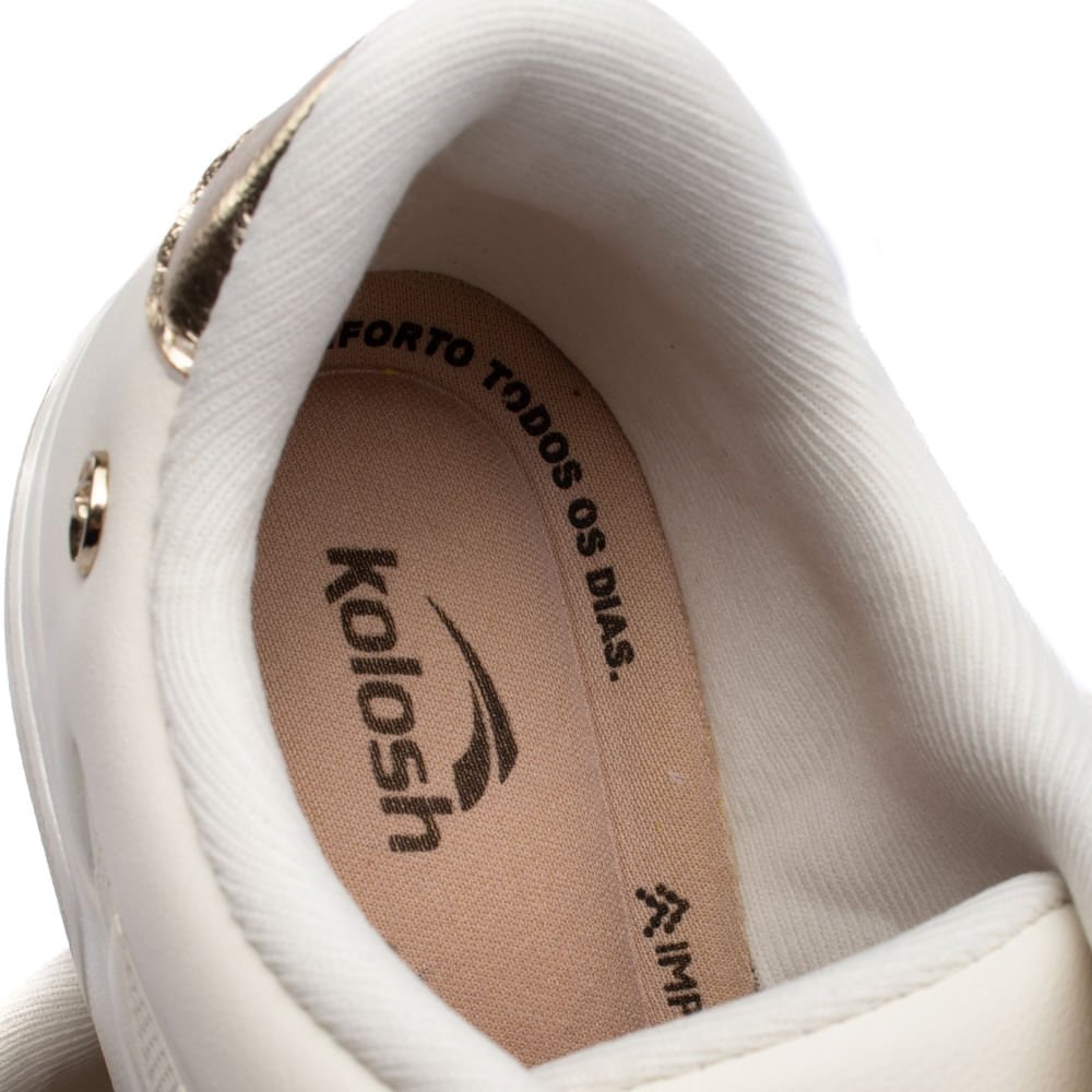 Tênis Feminino Kolosh Recortes e Brilhos Off White Branco 5