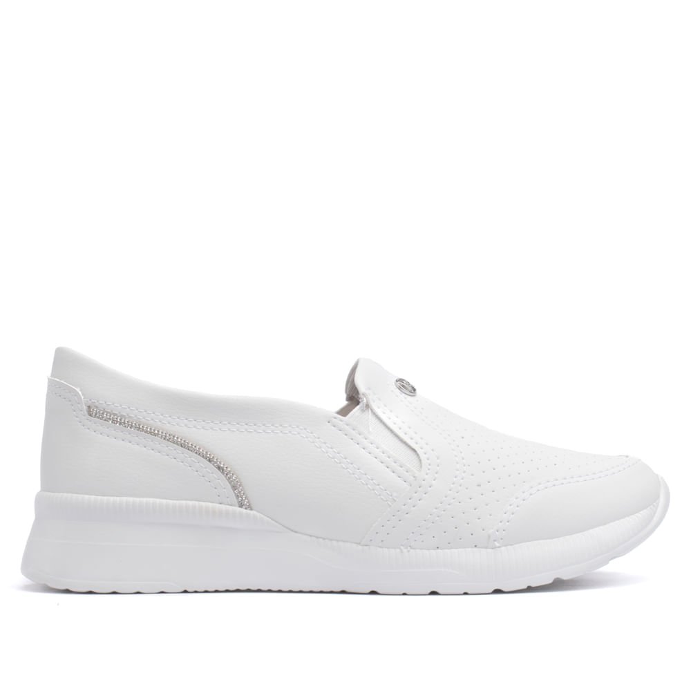 Tênis Feminino Kolosh Calce Fácil com Pedrarias Off White Branco 1