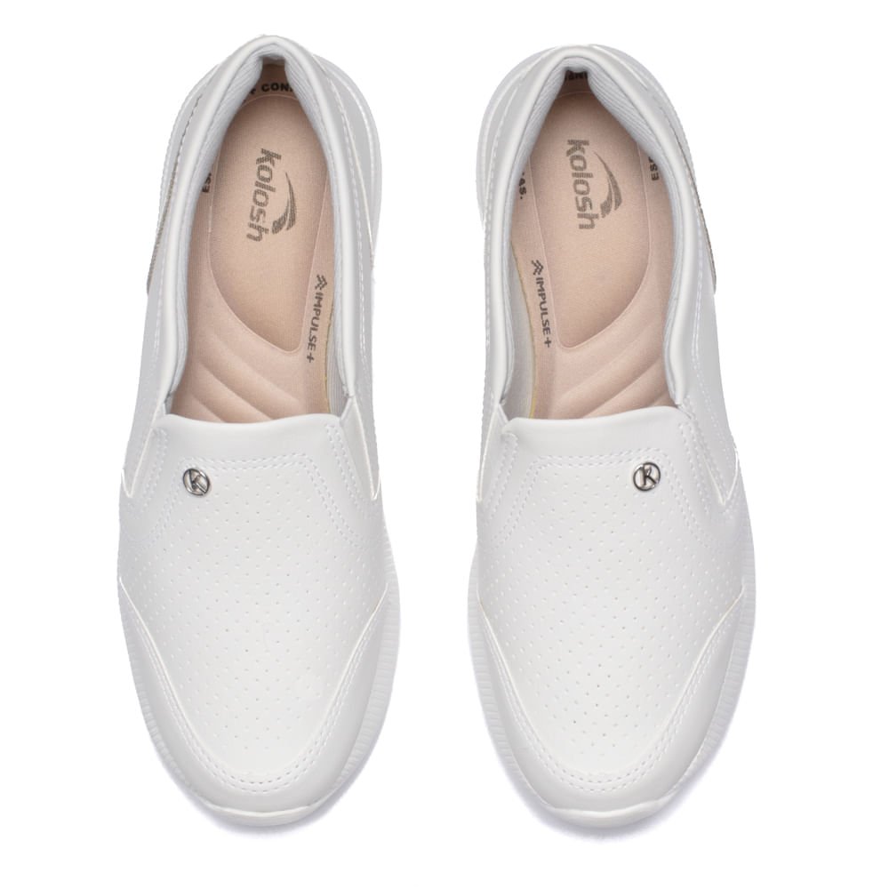 Tênis Feminino Kolosh Calce Fácil com Pedrarias Off White Branco 4