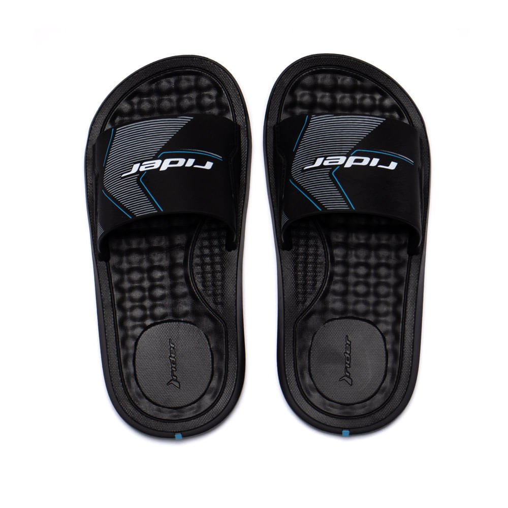 Chinelo Slide Infantil Rider Step Menino Preto Preto 4