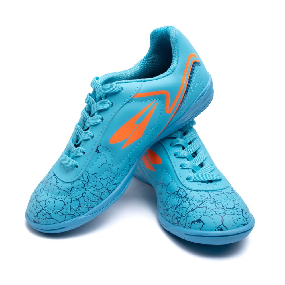 Chuteira Futsal Infantil Dray Azul Celeste/laranja Azul 5