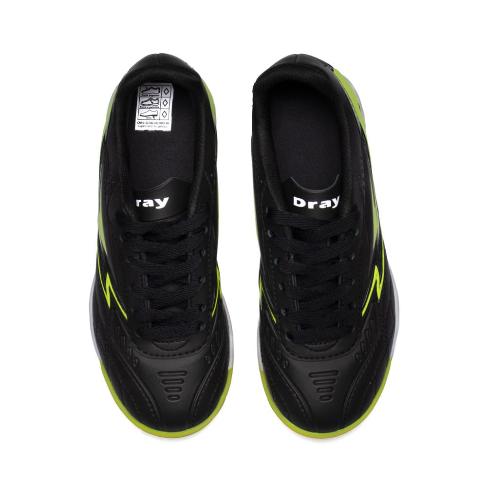 Chuteira Futsal Infantil Dray Preto/Verde Claro Preto/Verde 4