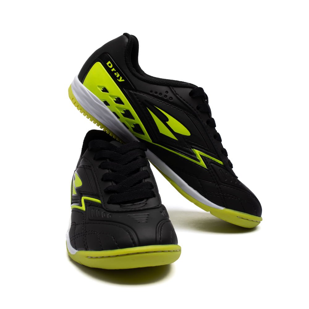Chuteira Futsal Infantil Dray Preto/Verde Claro Preto/Verde 5