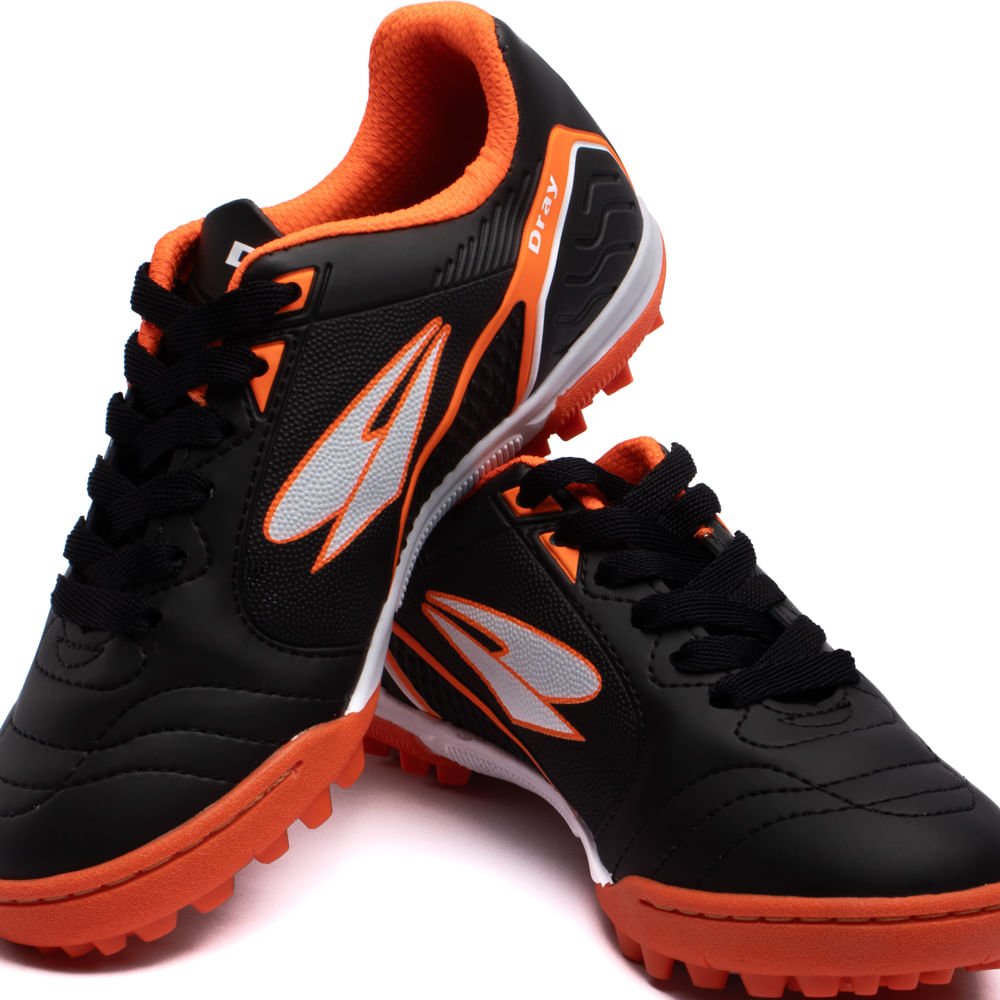 Chuteira Society Infantil Dray Preto/Laranja Preto/Laranja 5