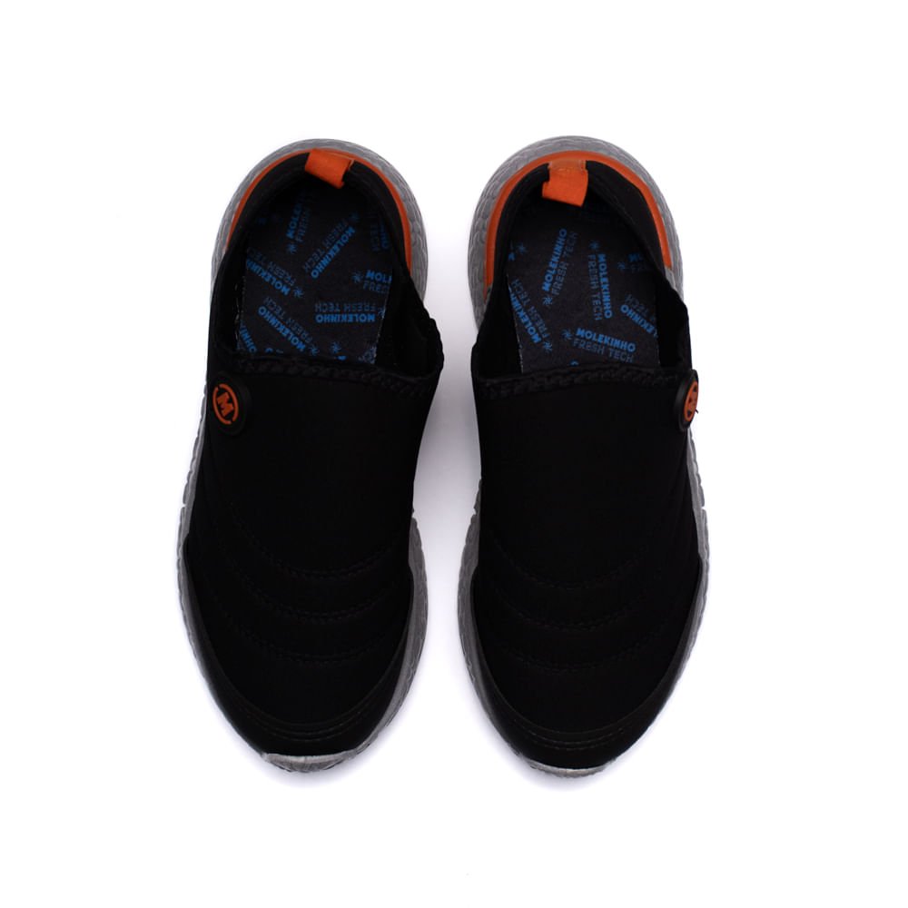 Tênis Infantil Molekinho Tecido Calce Fácil Preto/laranja Preto/Laranja 4