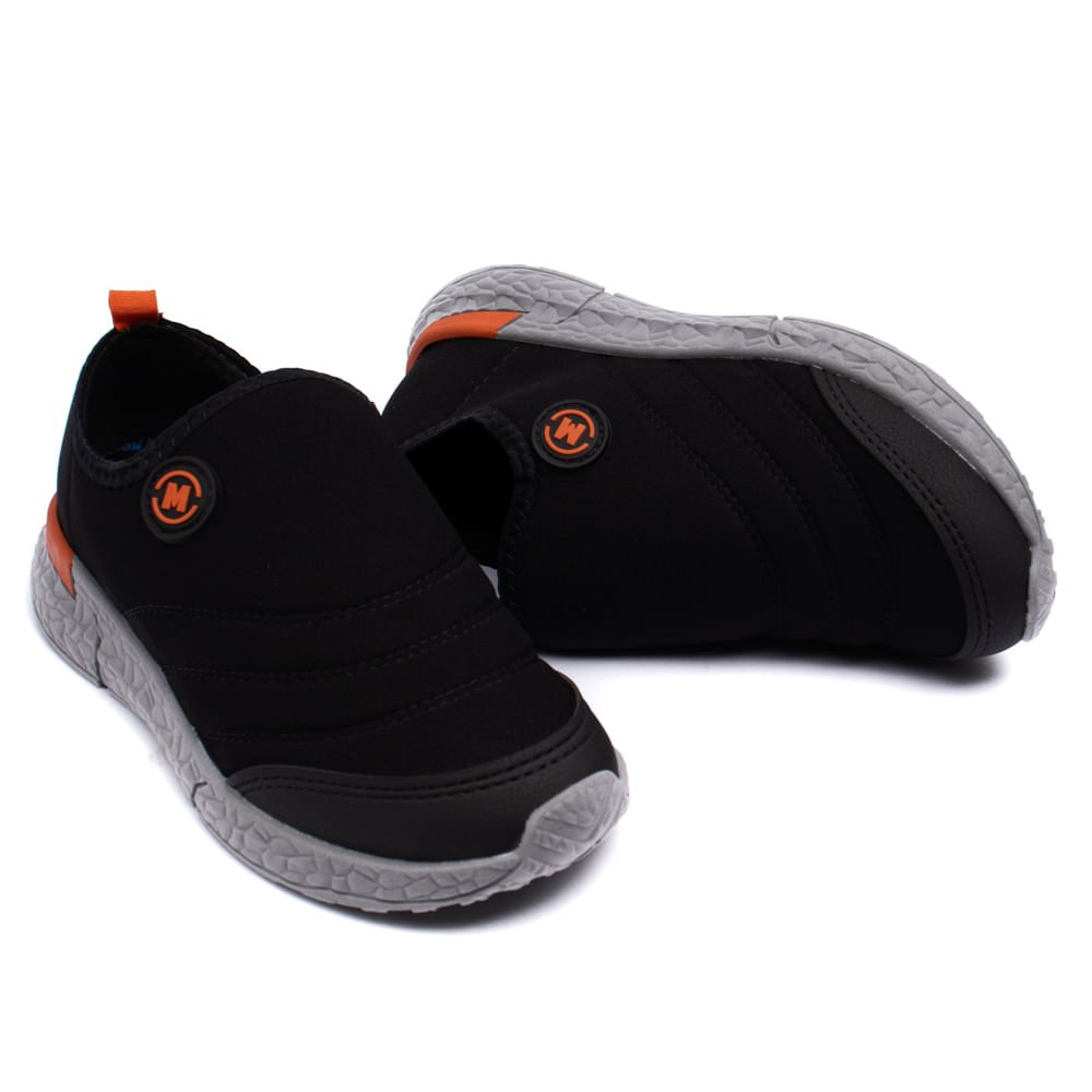 Tênis Infantil Molekinho Tecido Calce Fácil Preto/laranja Preto/Laranja 7