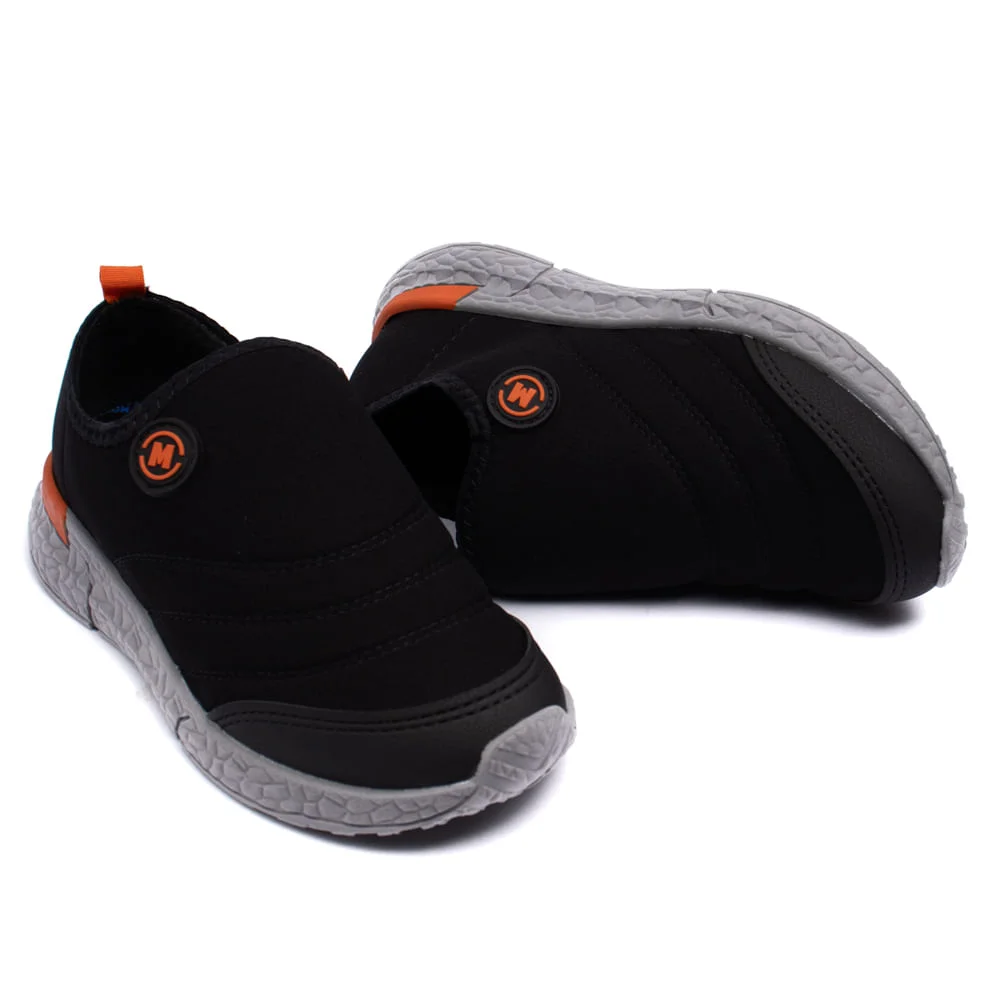 Tênis Infantil Molekinho Tecido Calce Fácil Preto/laranja Preto/Laranja 7