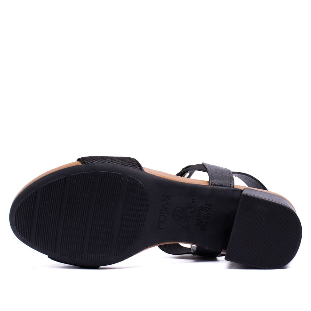 Sandália Feminina Modare com Elástico Salto Bloco Preto Preto 2