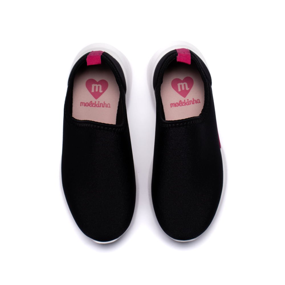Tênis Infantil Molekinha Slip On Tecido Preto Preto 4