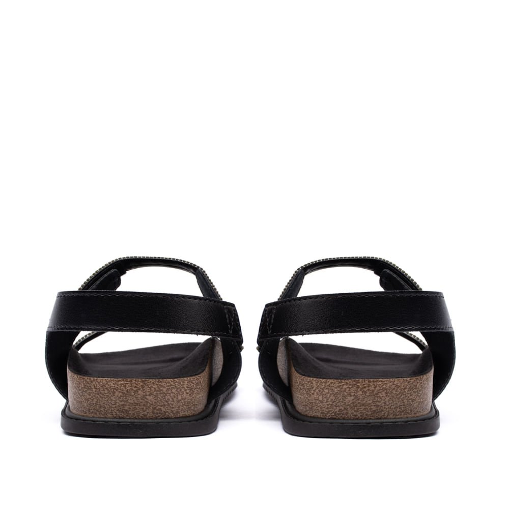 Sandália Feminina Beira Rio Papete com Strass Preto Preto 3