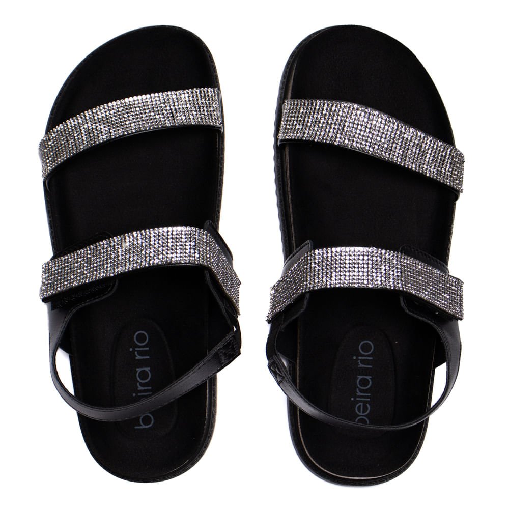 Sandália Feminina Beira Rio Papete com Strass Preto Preto 4