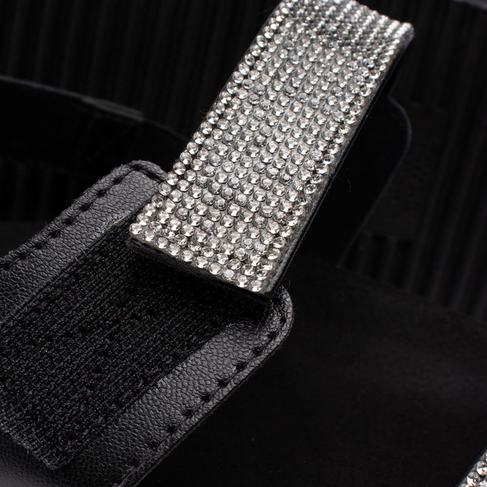 Sandália Feminina Beira Rio Papete com Strass Preto Preto 5