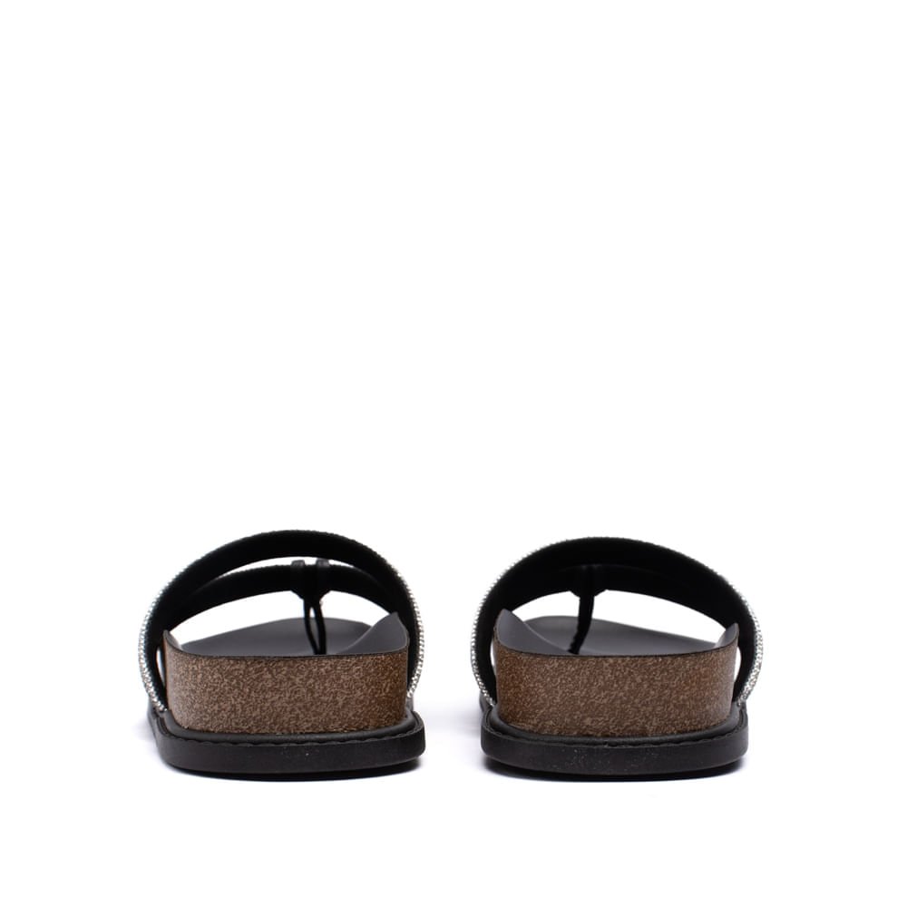 Chinelo Feminino Beira Rio Flatform de Dedo com Strass Preto Preto 4