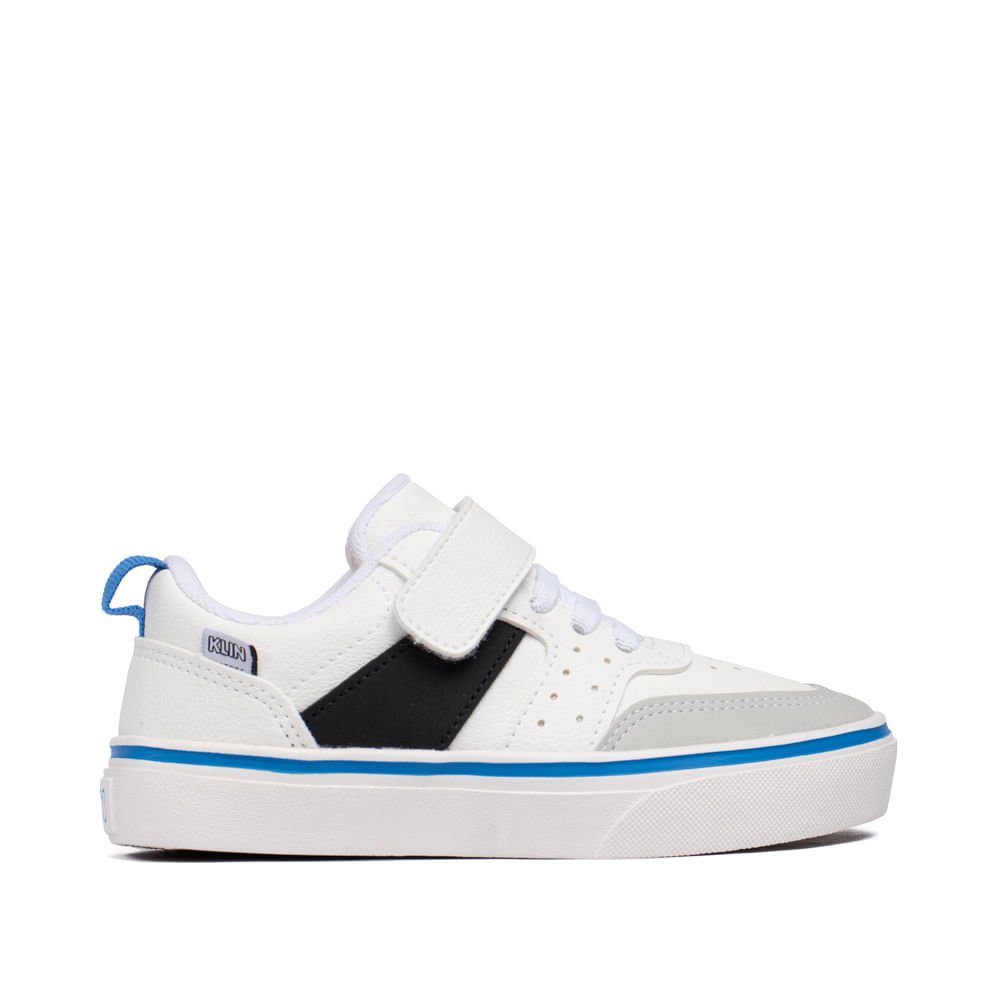 Tênis Infantil Klin Freestyle com Tira Aderente Branco/ preto Branco/Azul 3